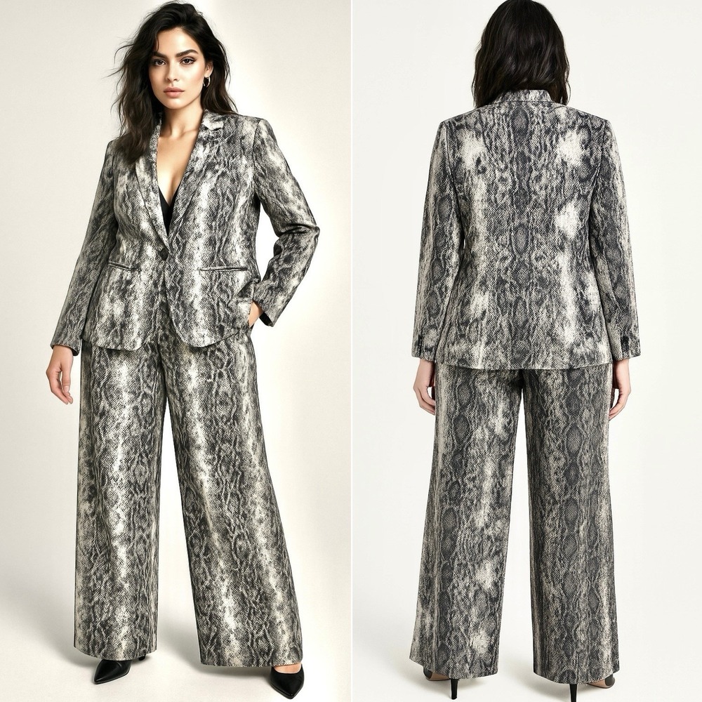 NEW Antonio Melani Snakeskin Pantsuit Size 24W 24 Blazer Wide Leg Pants 2 Pc Set
